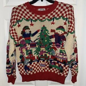 Vintage 90s Y2K Christmas Heavy Cable Knit sweater. Size M
